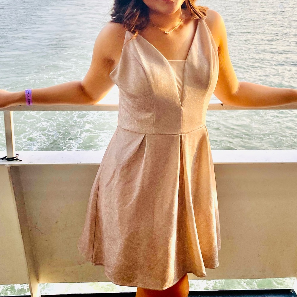 Sleeveless V-Neck A-Line Dress in Light Blush